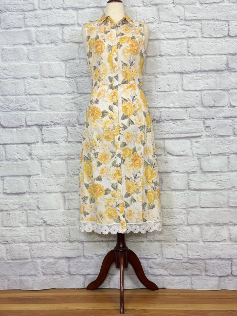 Rachel Parcell White Floral Lace Sleeveless Shirt Dress